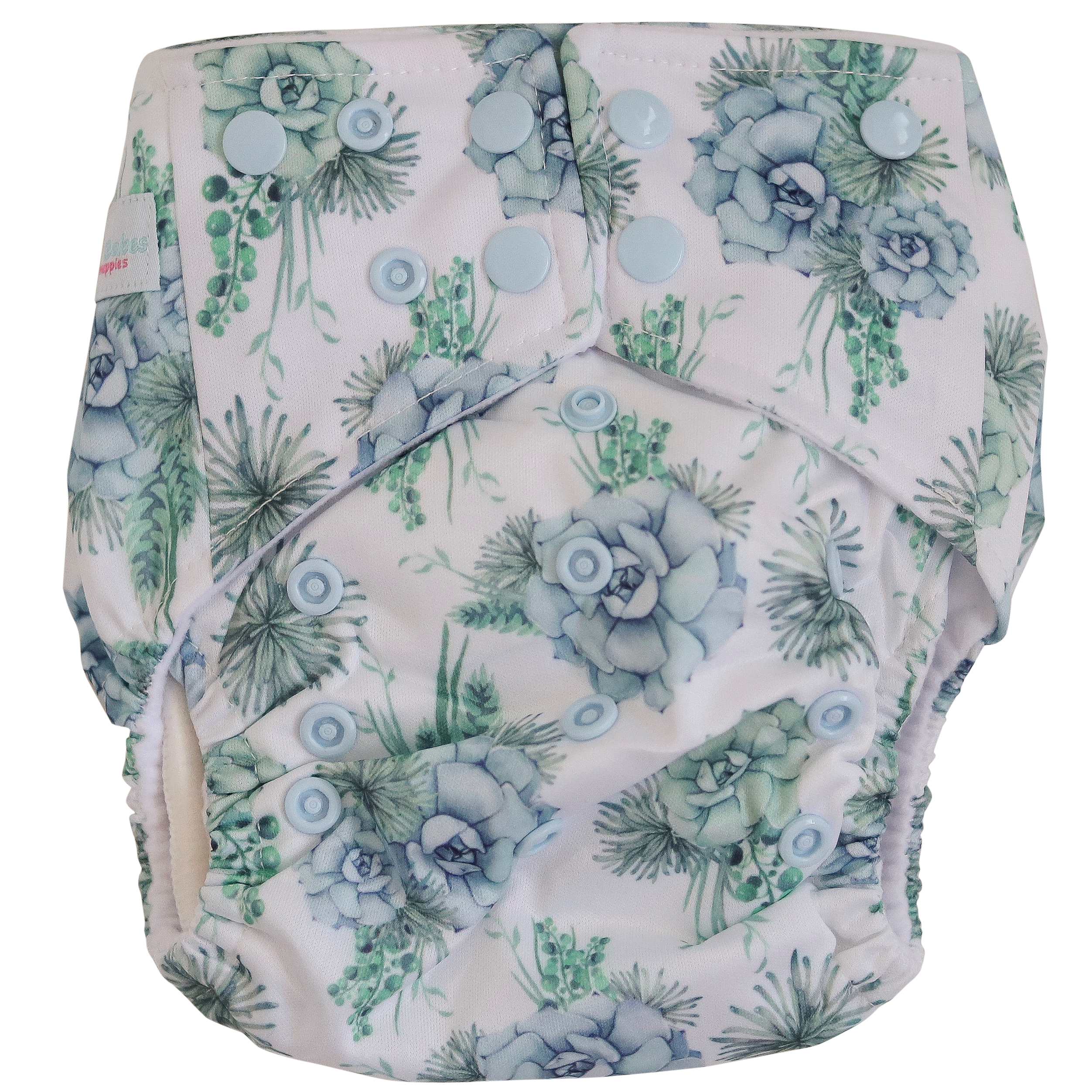 Blue Succulent OSFM Nappy - Boho Babes Cloth Nappies