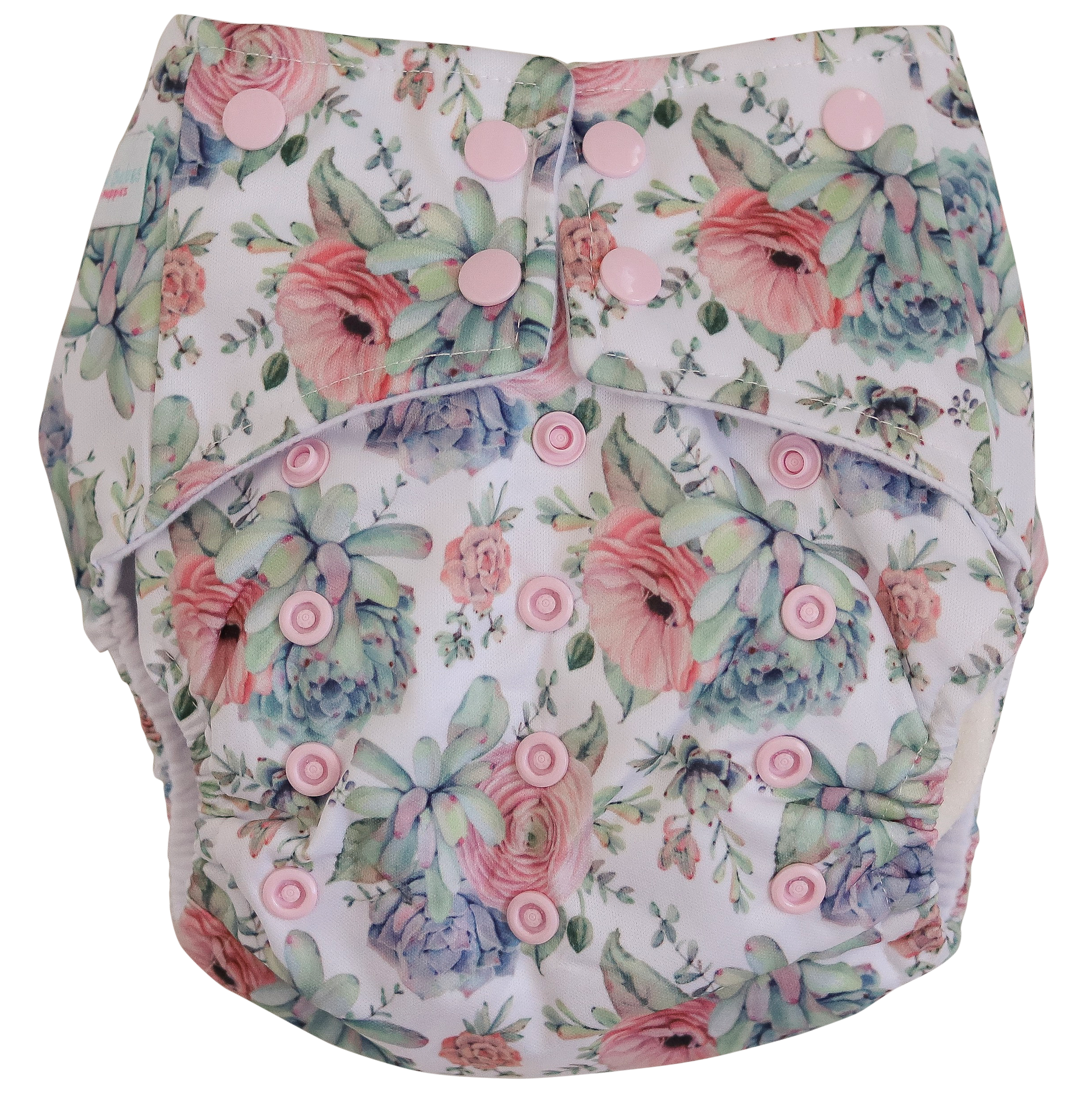 Pink Succulent OSFM Nappy - Boho Babes Cloth Nappies